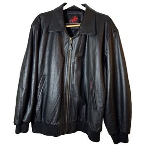 VTG Winchester Mens XL Black‎ 100% Leather Bomber Jacket Quilted Lined